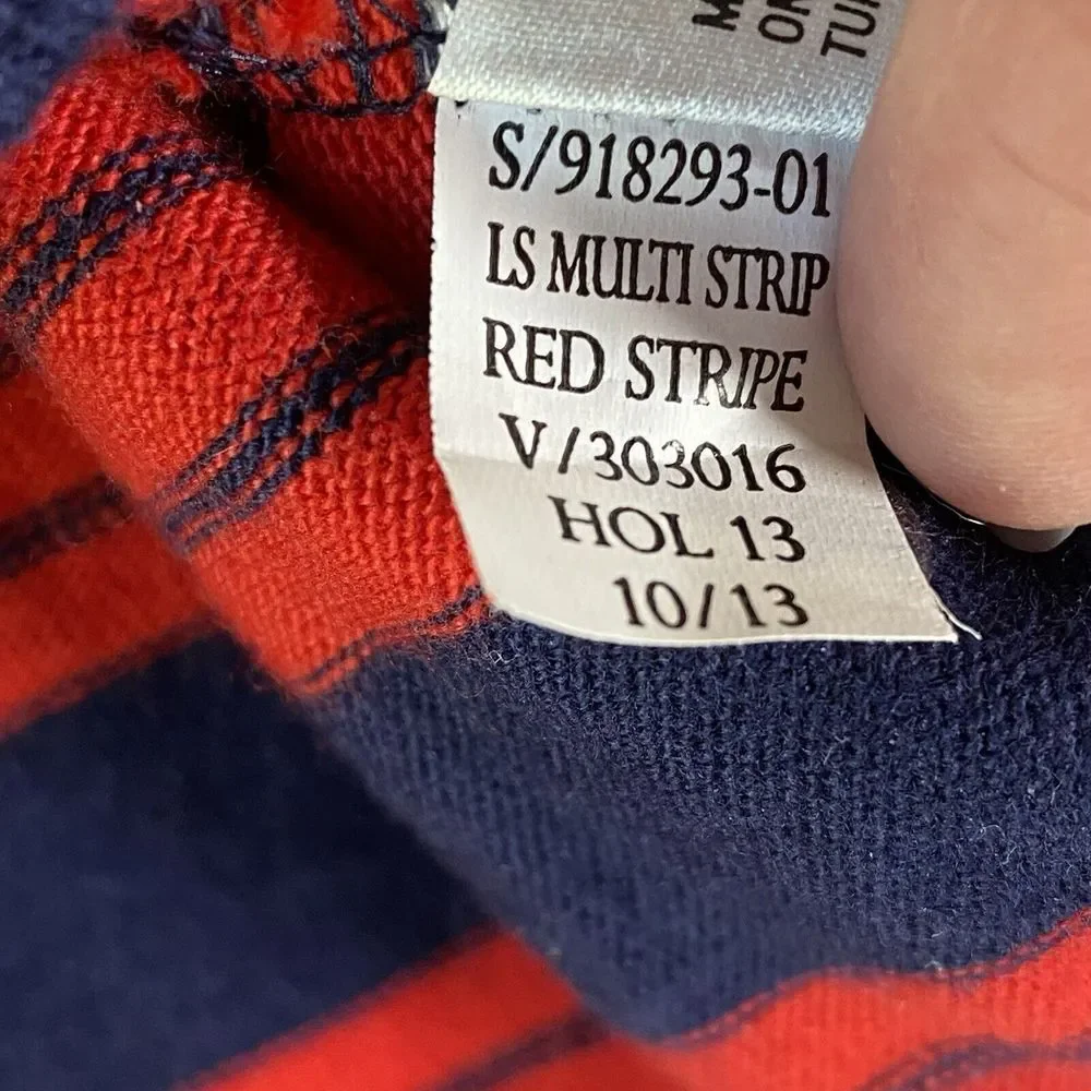 Gap top Womens M Red Blue Striped Crew Neck Long‎ Sleeve Shirt cotton - Picture 7 of 9